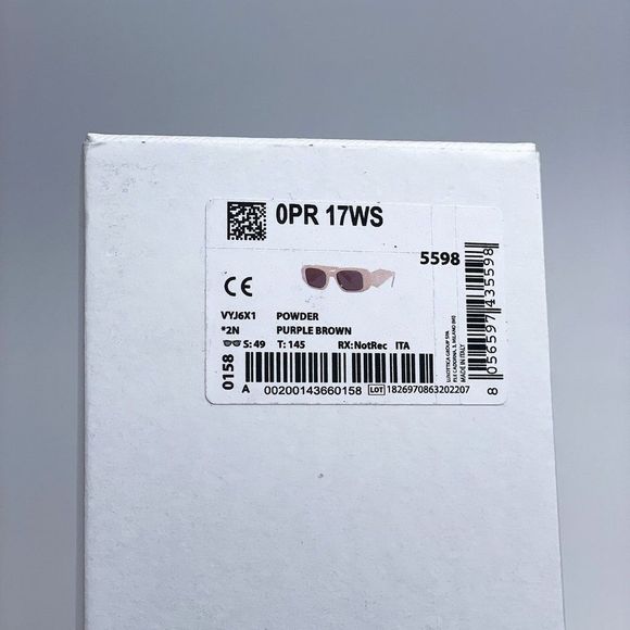 Prada PR17WS VYJ6X1 Powder Beige Brown Rectangle Unisex Sunglasses - Picture 11 of 11